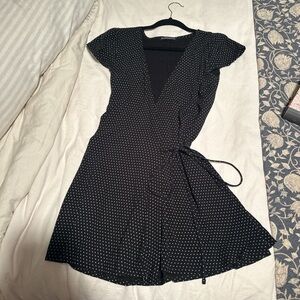 Brandy Melville Black and White Polka Dot Mini Dress